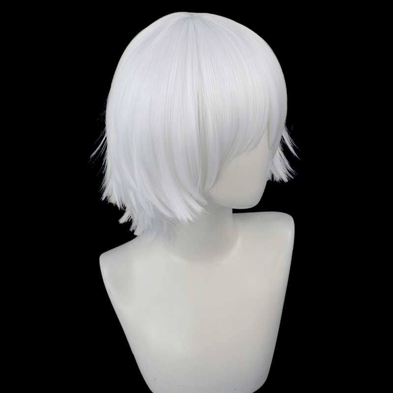 Embrace a sleek and secure look with this white short wig featuring a cap designed for cosplay enthusiasts. The cap ensures stability and comfort, making it an essential accessory for your anime characters