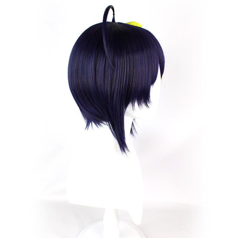 Short wig in black and purple colors with cap, great for cosplay