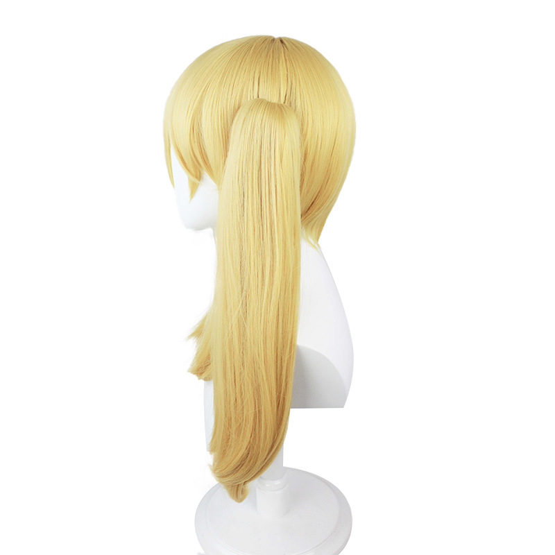 Elevate your cosplay essentials with this yellow wig, crafted for anime enthusiasts and featuring a chic cap
