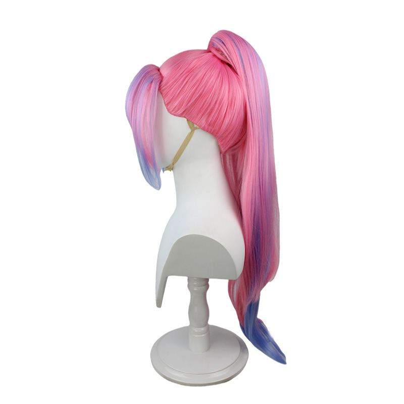 Embrace dynamic elegance with this men's anime wig, featuring a blend of pink and blue hues. Perfect for those who desire a sophisticated and eye-catching accessory for their cosplay adventures