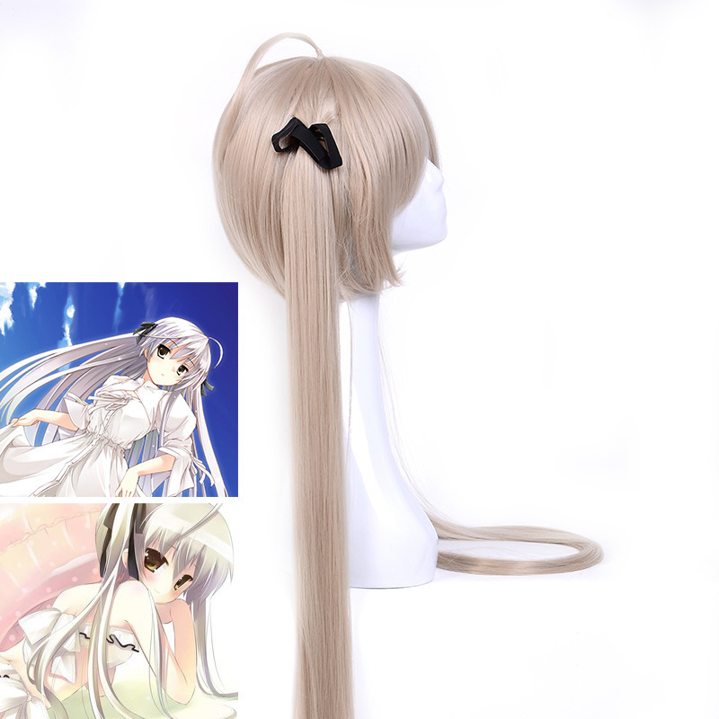 68cm long straight blonde wig with bangs, great for creating a variety of cosplay and costume looks