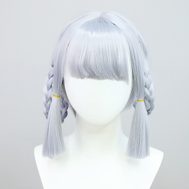 Radiate graceful glamour in your adult anime cosplay with this silver short wig. The addition of bangs brings a touch of sophistication, ensuring a perfect blend of style and character portrayal