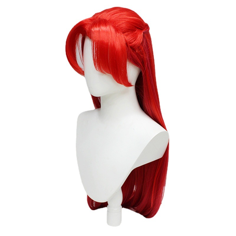Capture attention with the bold crimson allure of this red long hair anime wig, featuring an inclusive comfort cap for a perfect fit. Unleash your inner character and stand out with this stunning and comfortable cosplay essential.