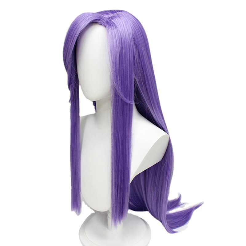 Indulge in a regal fantasy with this long hair anime wig featuring mesmerizing purple tones. The accompanying cap ensures a comfortable fit, elevating your cosplay experience with a touch of royal sophistication