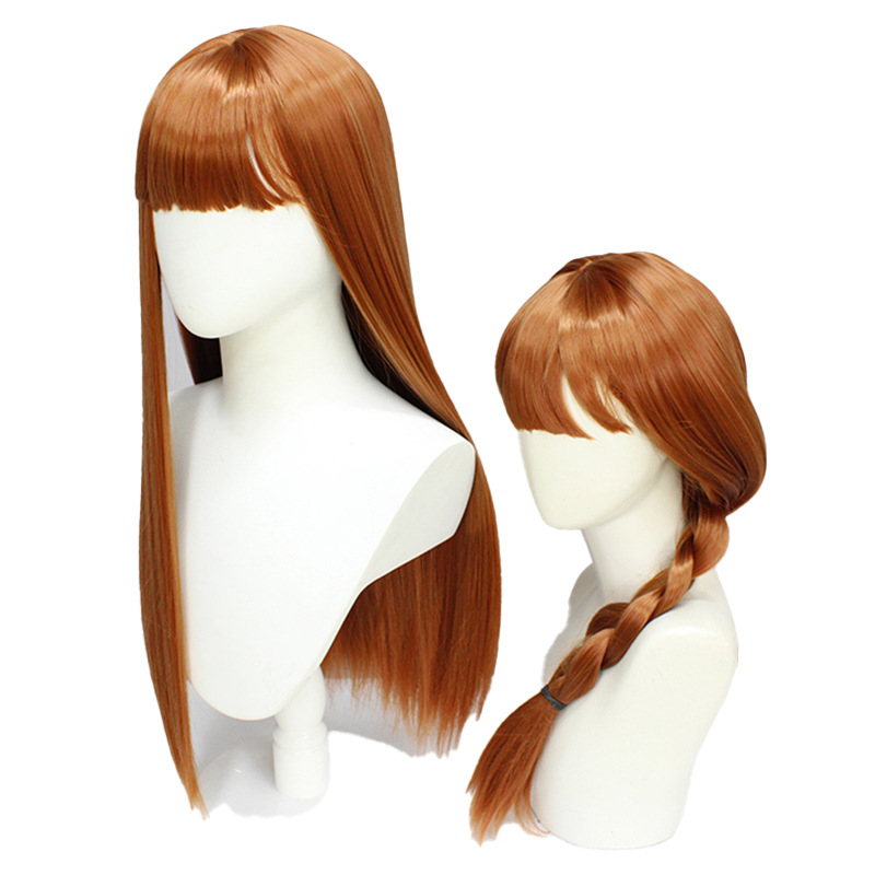 Immerse yourself in the world of anime glamour with this elegant brown long wig, adorned with a stylish cap for a captivating cosplay look
