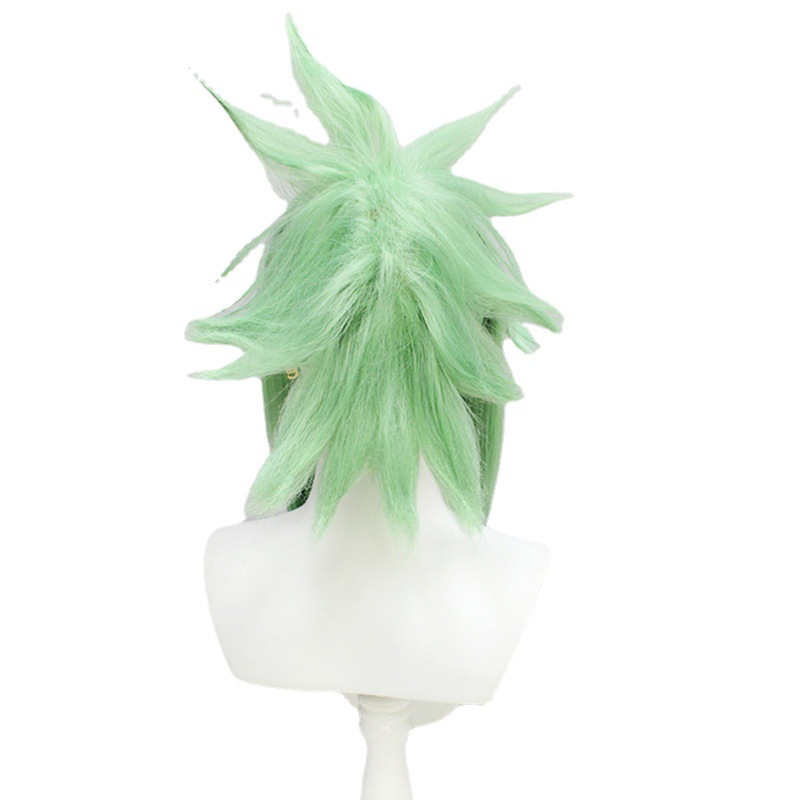 Eye-catching green cosplay wig with cap, designed for anime-inspired looks. Achieve a captivating appearance with this comfortable and stylish accessory
