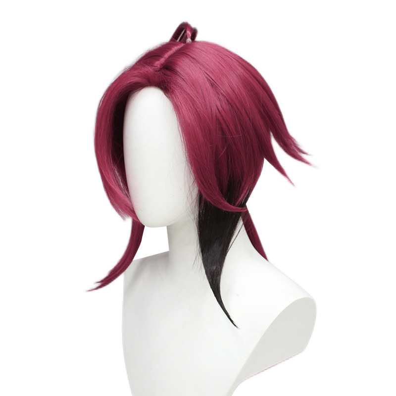 Indulge in anime elegance with this captivating wine red short wig. Designed for cosplayers, the snug cap ensures comfort, making it the perfect choice for a stylish and immersive transformation.