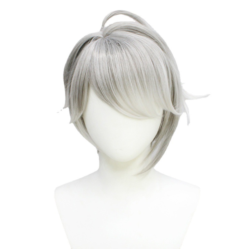 Explore brilliance with bangs! This silver short wig with a cap for anime cosplay brings a touch of elegance and style, featuring fashionable bangs for a stunning look
