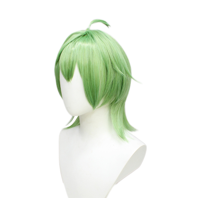 Stylish green wig with cap for adults, designed in an anime aesthetic. Perfect for cosplay events and costume parties