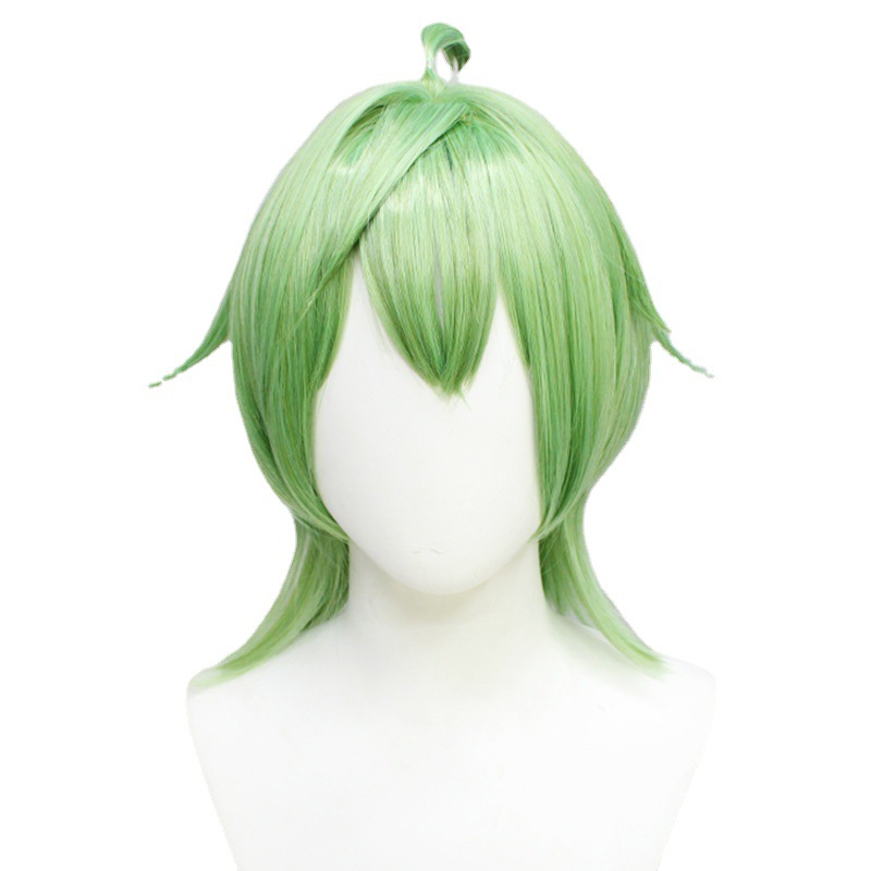 Fashionable green short wig with cap, perfect for anime enthusiasts and adults. Cosplay-ready and comfortable