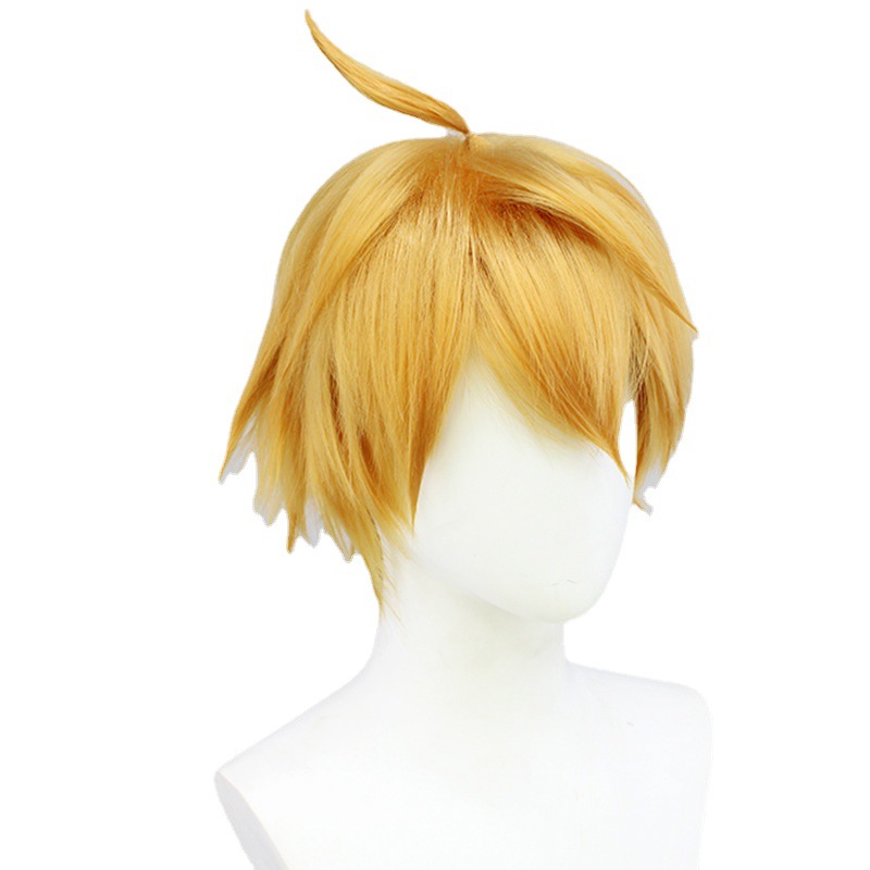 Elevate your cosplay with this vibrant yellow short wig, featuring a cap. Our collection of anime wigs for adults offers a perfect blend of style and authenticity
