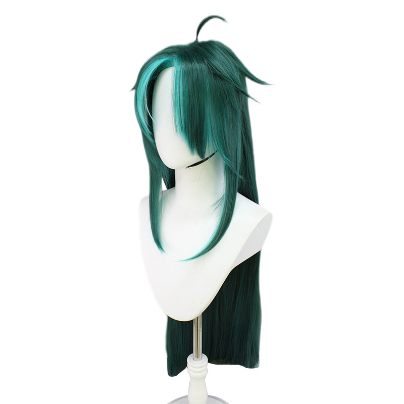 Achieve sleek anime glamour with this dark green long straight wig and coordinating cap, designed to elevate your cosplay with a touch of sophistication and style