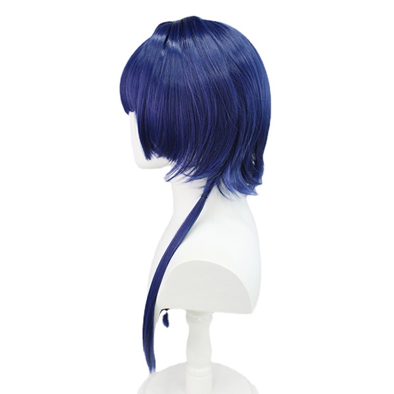 Step into the mystic twilight with this dark blue short wig and anime cap ensemble, creating an enigmatic and captivating presence for your anime-inspired character.