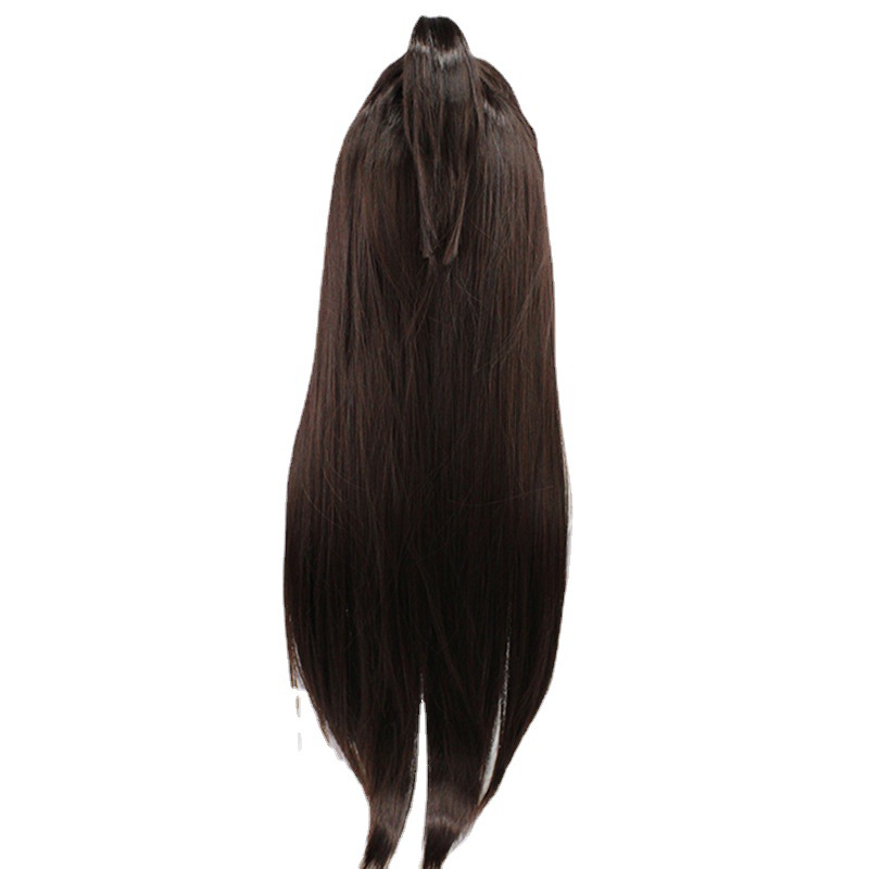 Captivate with anime allure in this brown long wig, accentuated by a stylish cap, perfect for trendsetters looking to make a statement in cosplay