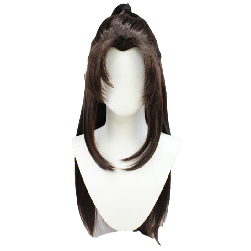 Embrace elegance with this brown long wig, designed for cosplay perfection and complemented by a chic cap for a touch of anime-inspired glamour