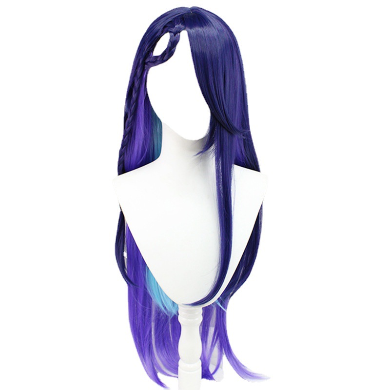 Elevate your anime cosplay with this playful long wig featuring a vibrant purple-blue hue and a stylish ponytail. The included cap ensures a secure fit, making it a must-have accessory for a trendy and playful look
