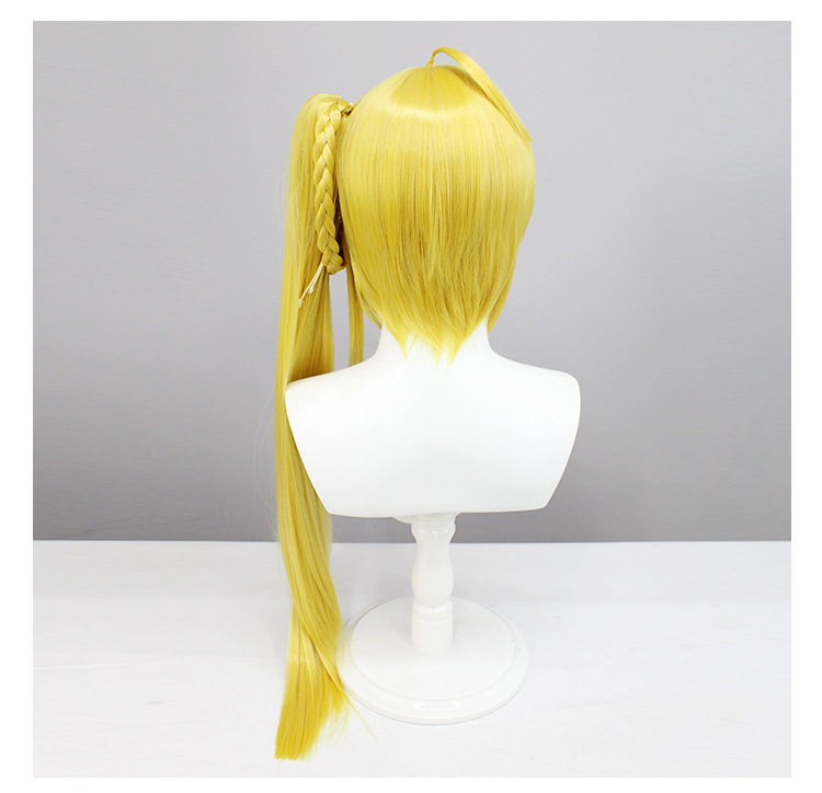 Vibrant 70cm long yellow wig, perfect for completing your anime character costume, includes a wig cap