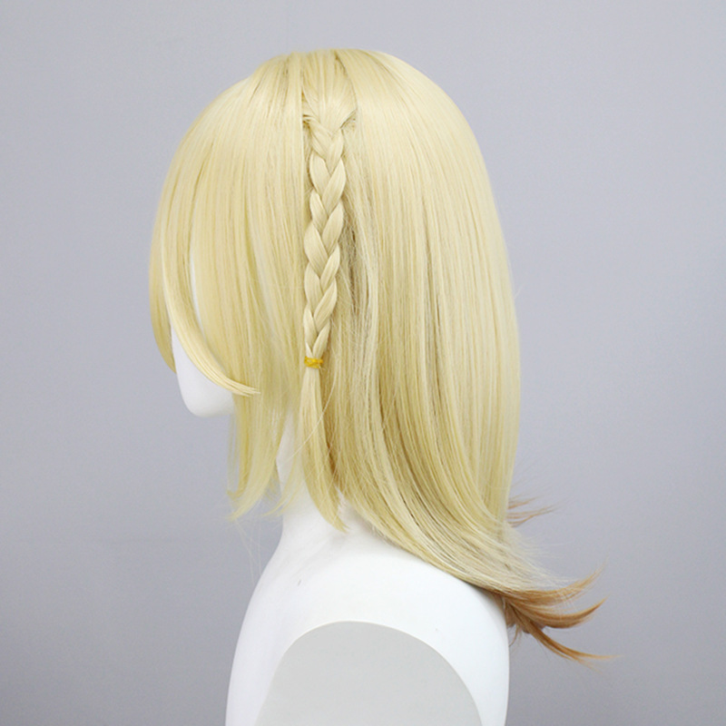 Experience the pinnacle of quality with our premium blonde cosplay wig, designed with a short length and a comfortable cap. Perfect for those seeking an authentic and captivating appearance