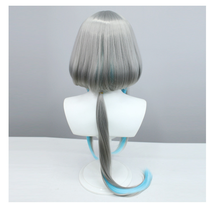 Unveil serene beauty with this gray-blue long anime wig featuring a cap. Experience the perfect blend of tranquility and style for your next cosplay adventure