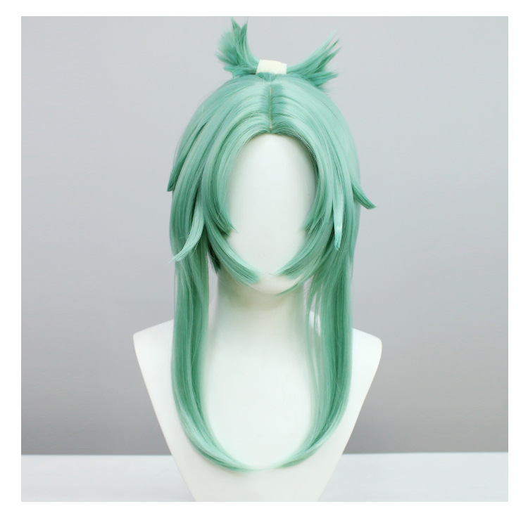 Embrace playfulness with this light green anime wig featuring a cap. Elevate your cosplay experience with vibrant color and a secure, comfortable fit
