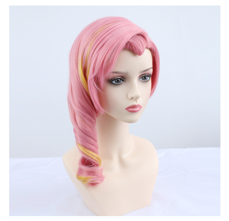 Radiate energetic allure with this short pink wig tailored for anime cosplay. Lively curls and a secure cap create the perfect accessory to elevate your character portrayal with bursts of energy and vibrancy