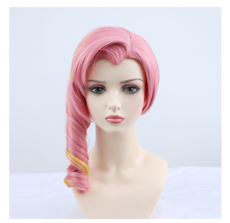 Unleash captivating chicness with this pink short curly wig, paired with a comfortable cap for anime enthusiasts seeking a stylish and snug fit. Elevate your character portrayal with this trendy and eye-catching accessory
