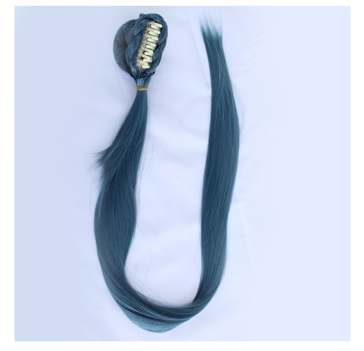 A striking black and blue long wig with cap, perfect for adult anime enthusiasts