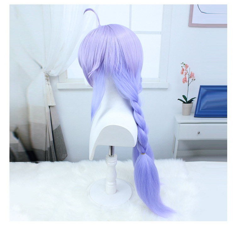 Elevate your look with a touch of whimsical fantasy using this long purple hair anime wig. The cap ensures stability, making it a must-have accessory for anime enthusiasts seeking a seamless and enchanting transformation