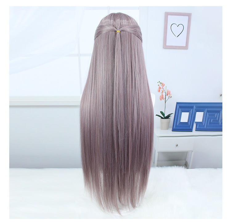 Channel epic anime vibes with this gray-purple long wig, available now. Elevate your character portrayal with the striking combination of gray and purple hues.