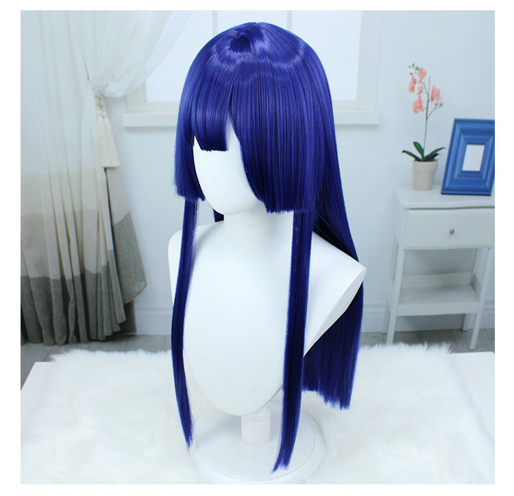 Capture a mystical aura with this long purple-blue wig, complete with a cap for secure wear during anime cosplay. Immerse yourself in the enchanting world of characters with this vibrant and stylish accessory