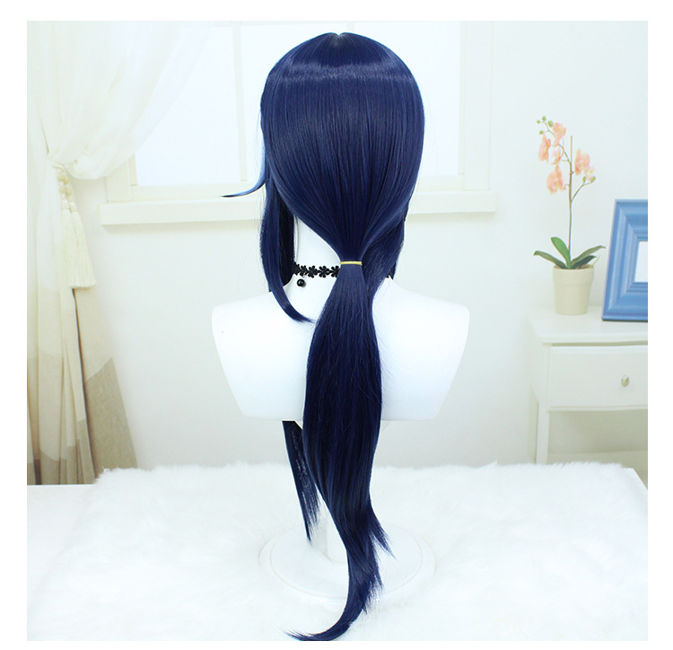 Elevate your cosplay game with this essential dark blue wig, crafted for anime enthusiasts, featuring a stylish cap
