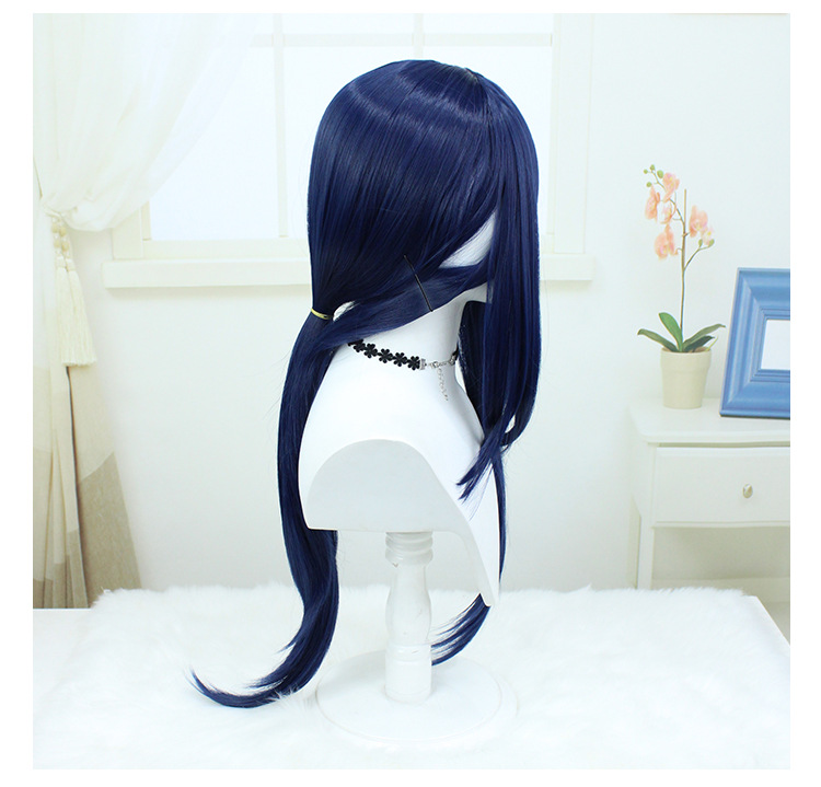 Transform into your favorite character with this anime-inspired dark blue wig, featuring long hair and a fashionable cap