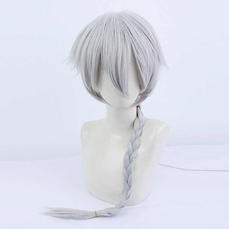 Captivate with silver gray allure using this long wig with cap, perfect for anime enthusiasts. Elevate your cosplay experience with the stylish and secure design that ensures an eye-catching appearance