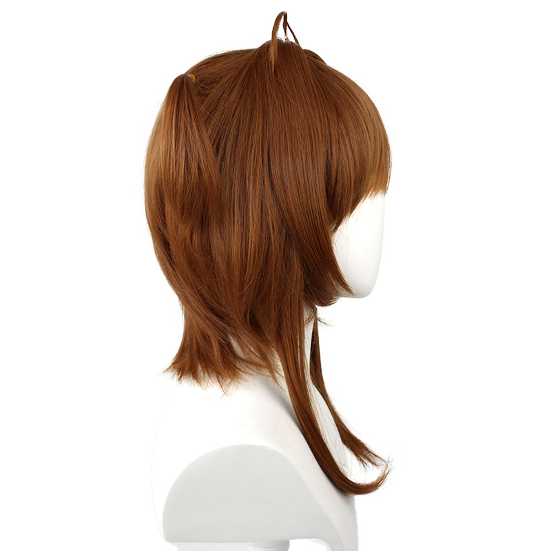 Achieve a trendy anime appearance with this short brown wig crafted for adults, known for its stylish cap