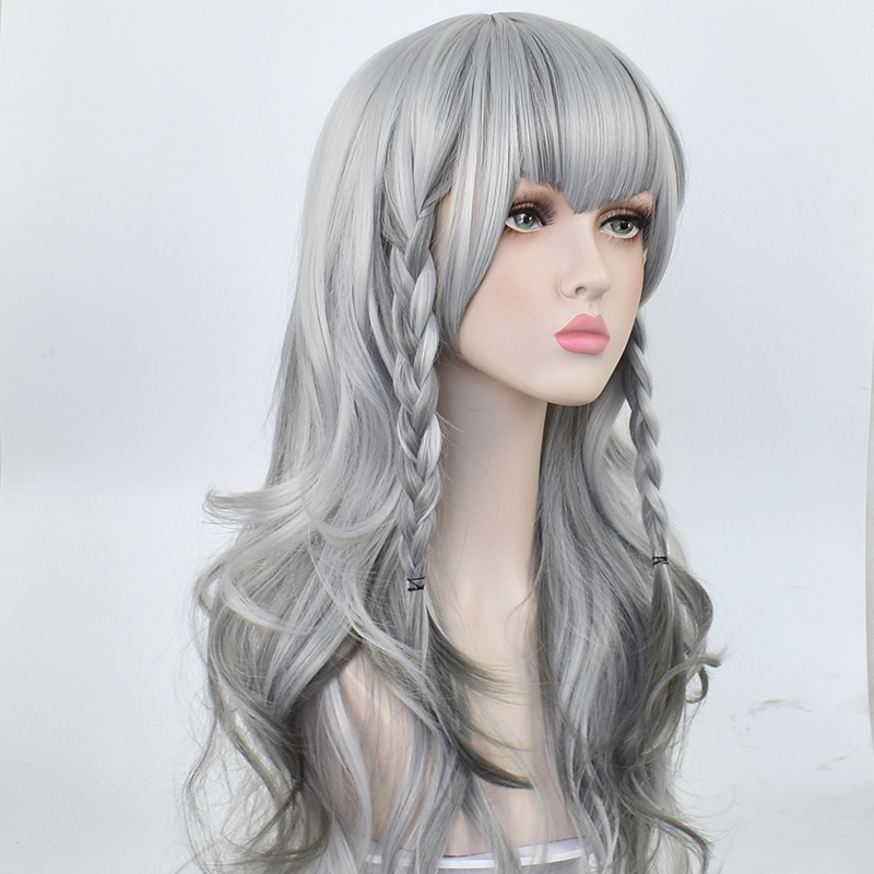 75cm gray and white straight wig, a fashionable choice for various cosplay and dress-up events