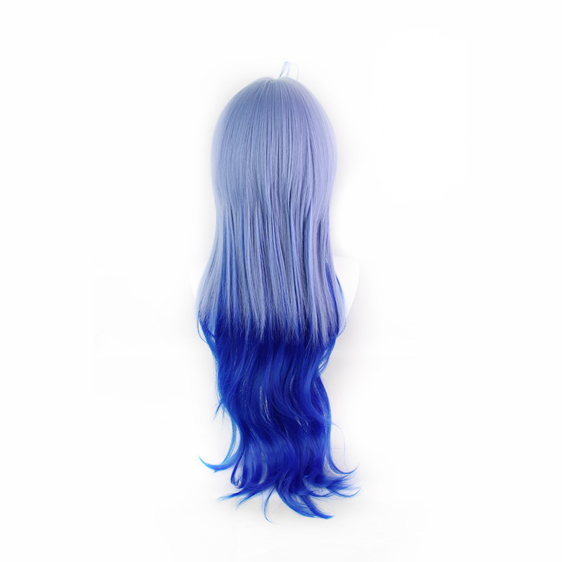 80cm long aqua blue curly wig, great for creating a vibrant and eye-catching costume look