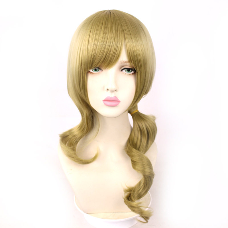 Short 45cm blonde curly wig, perfect for cosplay and costume parties