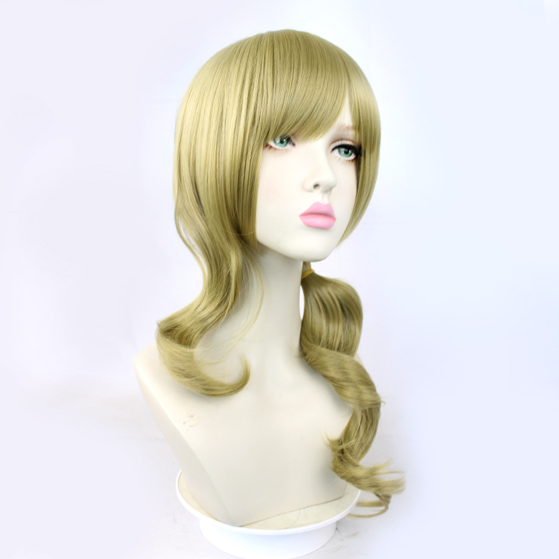 Short blonde curly wig, ideal for completing your cosplay look with style