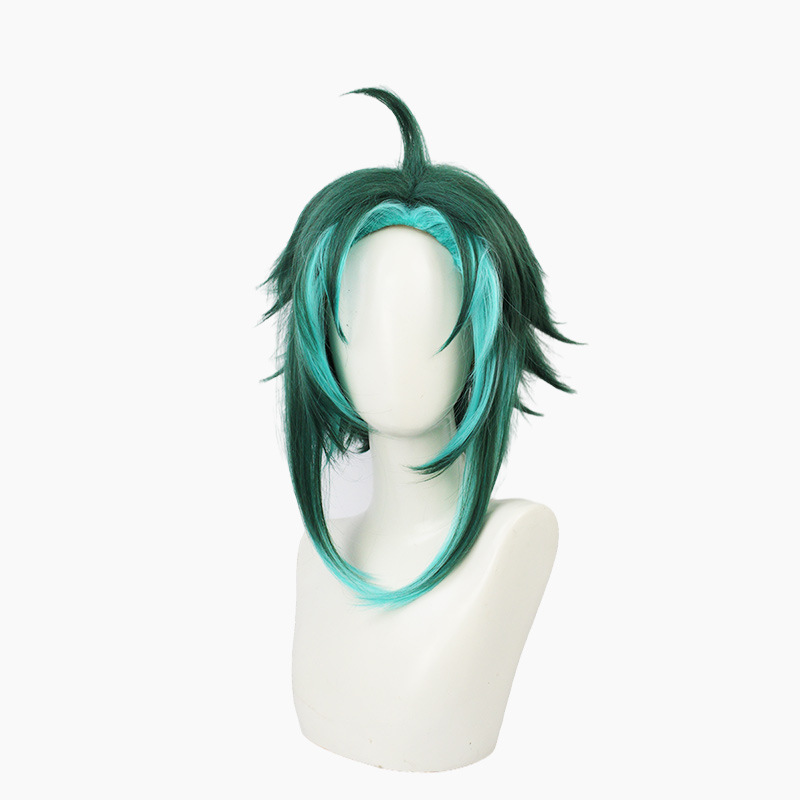 Capture the essence of anime with this vibrant green short wig designed for men. Elevate your cosplay game with this stylish and authentic accessory