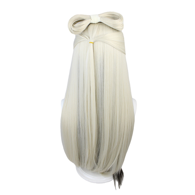 Experience a chic fusion of style with this long white and brown cosplay wig. Embrace the harmonious blend of colors, allowing you to embody characters with a touch of modern flair