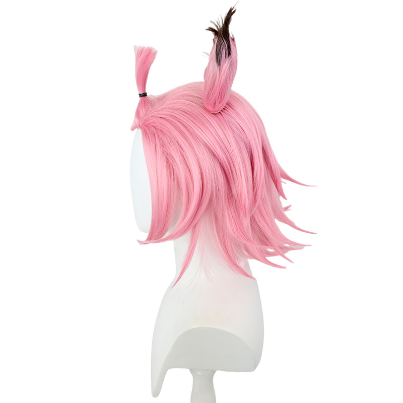 Stay on trend with this pink-brown wig designed for men, featuring a short and stylish anime-inspired hairstyle. The included cap ensures a secure and comfortable fit for your cosplay needs