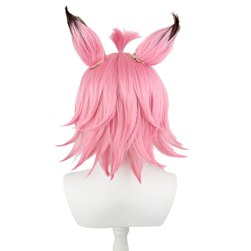 Elevate your cosplay game with this short anime wig in trendy pink-brown, designed specifically for men. The included cap provides a secure fit, making it an essential accessory for any cosplayer