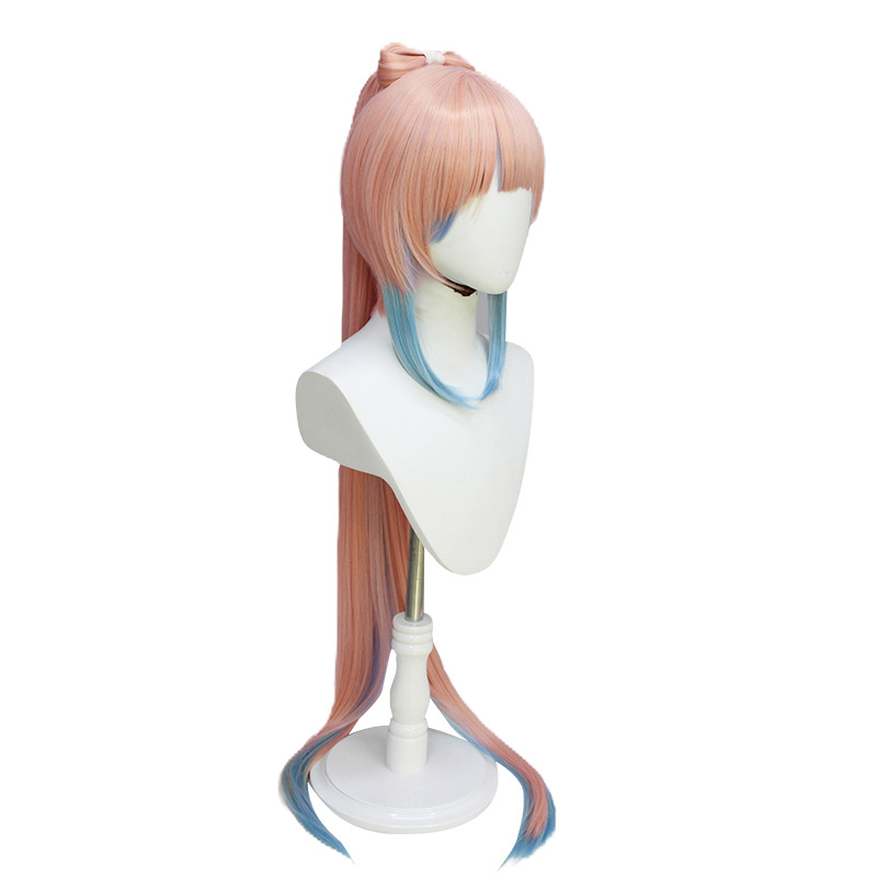 20cm long anime-style wig in pink and blue, perfect for cosplay and costume events