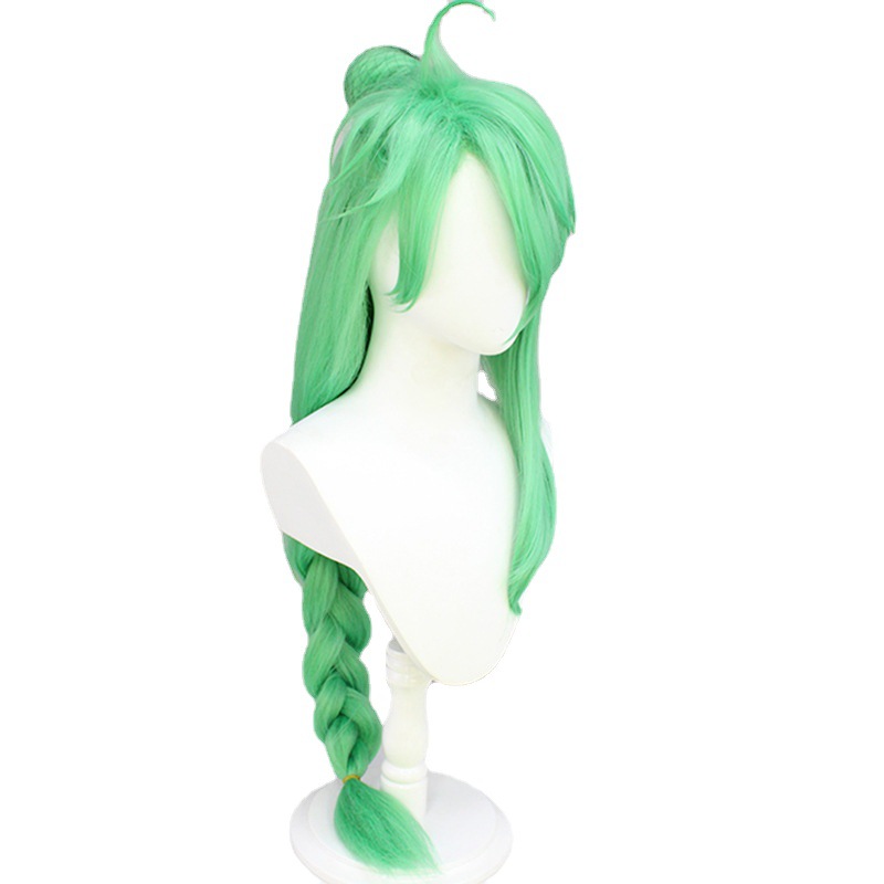 A 100cm long green wig with cap, perfect for anime cosplay and costume events