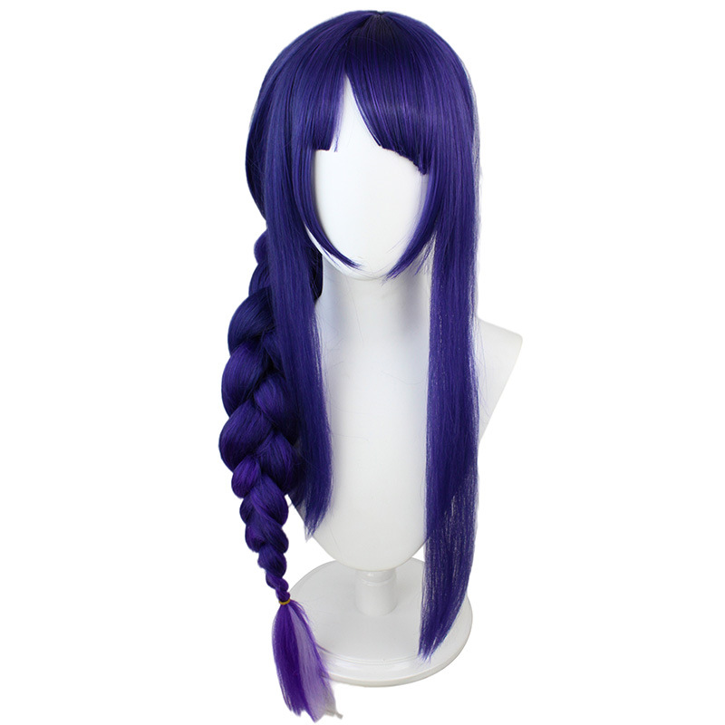 Discover the elegance of this straight, long, blue wig available for purchase. Elevate your cosplay game with a touch of sophistication and vibrant color
