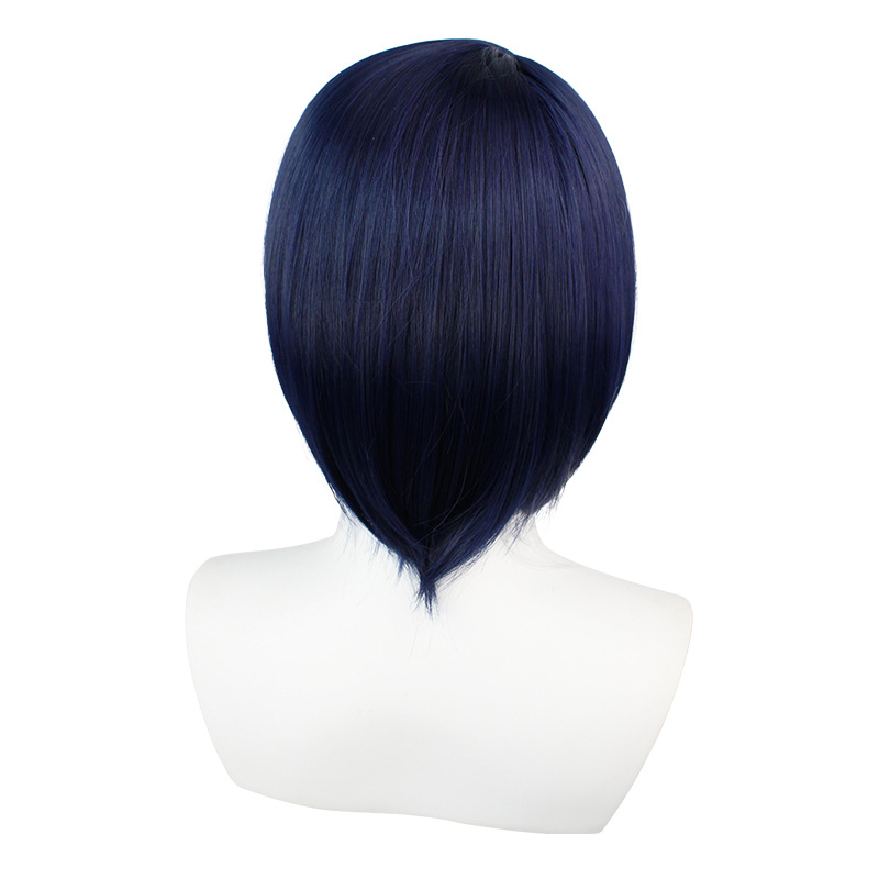  Cosplay Wig Dark Blue Short Wig with Cap