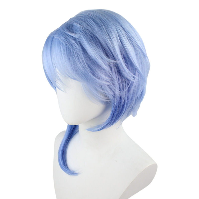 Cosplay Wig Blue Short Wig with Cap Anime Wigs for Adults and Children Halloween Christmas Carnival Party