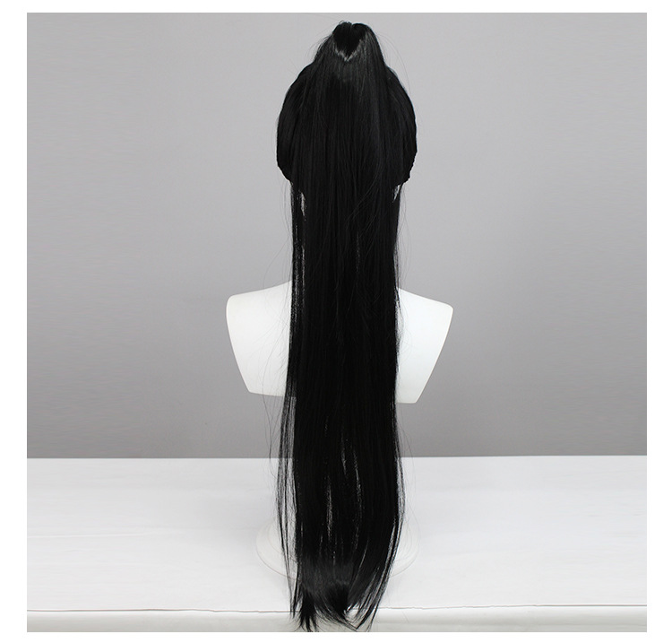 A black hair long straight wig designed specifically for cosplay, offering a natural appearance