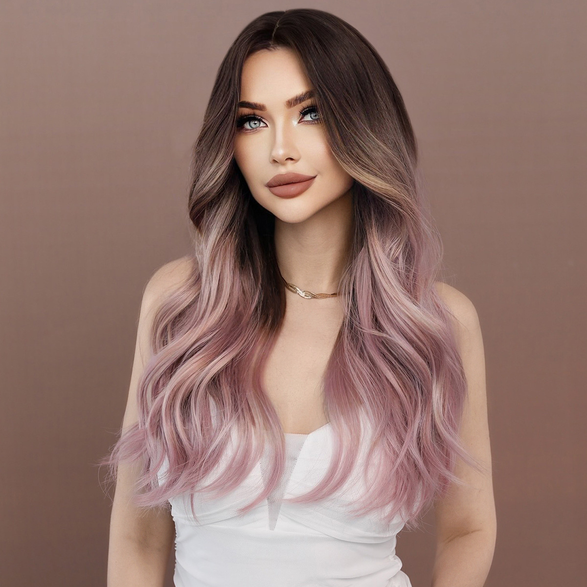 A stylish synthetic wig in light purple with long wavy hair, ready to go