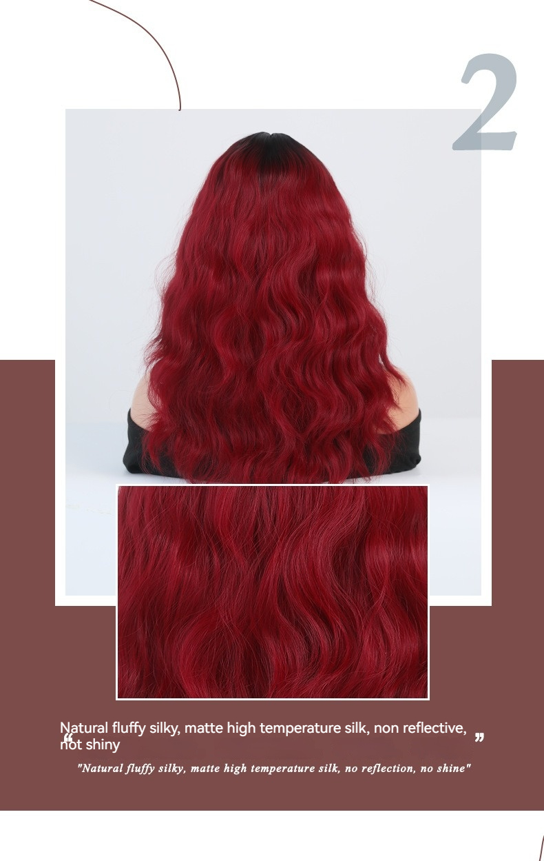 A synthetic wig for women, featuring red-brown hair of medium length with bangs, perfect for Halloween costumes